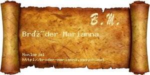 Bröder Marianna névjegykártya